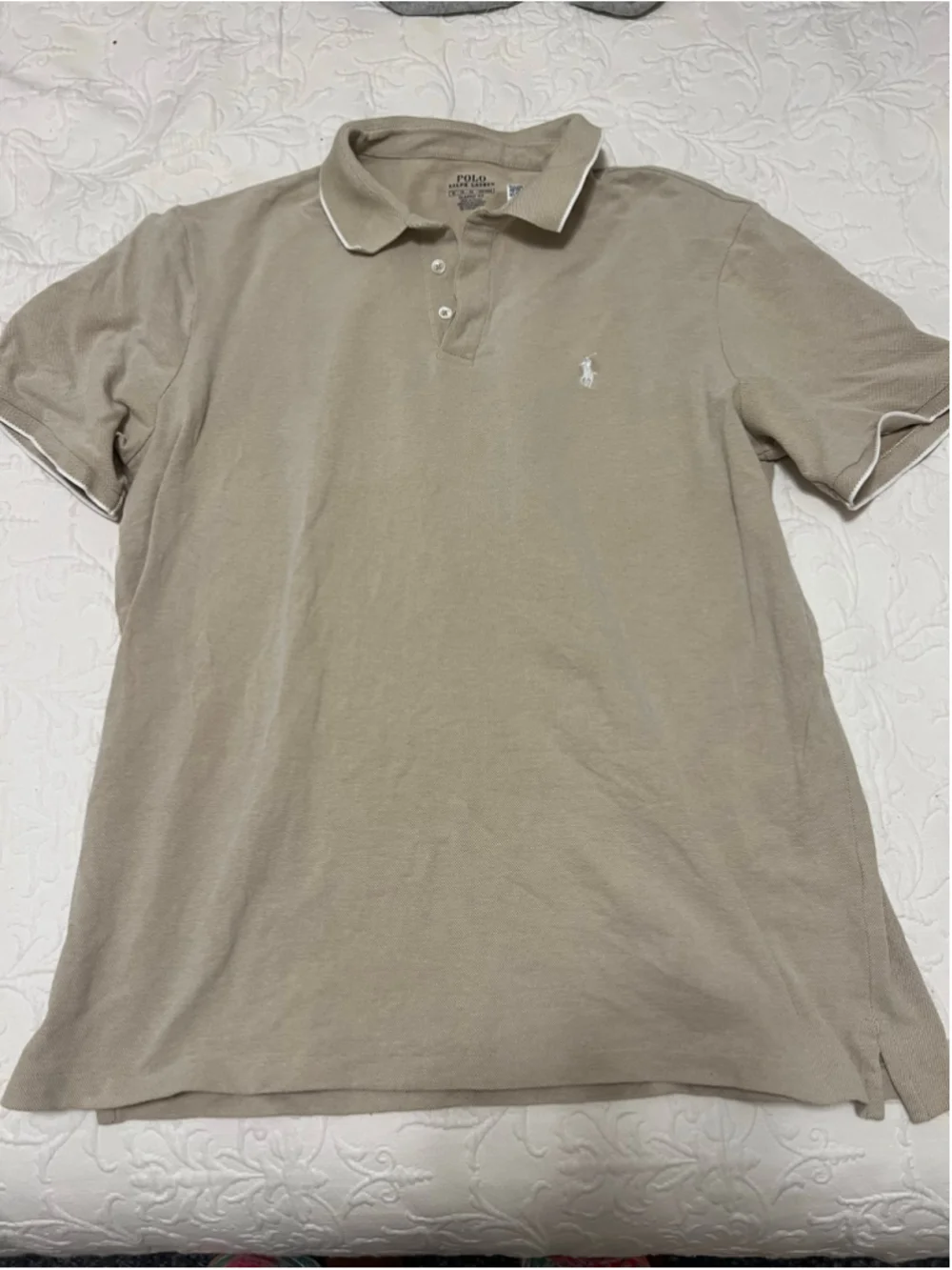 Men's Polo Ralph Lauren Classic Fit Polo Shirt XL Beige White